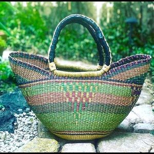 Bolga Tote with Leather handles